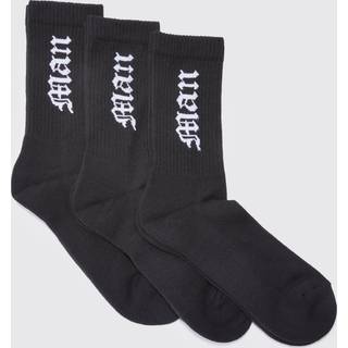 Mens Black 3 Pack Gothic Man Sports Socks