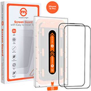 Mobile Origin Orange Screen Guard iPhone 15 Pro with easy applicator - 2 pack