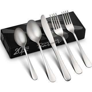 Godinger sølvtøj sæt bestik sæt Matte finish rustfrit stålbestik sølvtøj sætter 20 stykke sæt service til 4