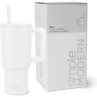 Simpel moderne 30 oz tumbler med h?ndtag og halm l?g | Isoleret kop genanvendelig rustfrit st?l vandflaske rejse krus cupholder venlig | Gaver ti