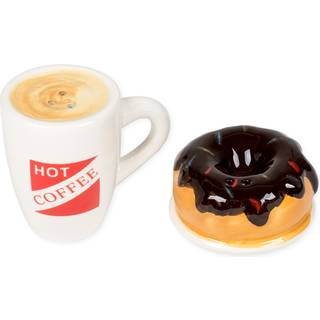 Varm kaffe og doughnut keramiske salt- og pebershakere