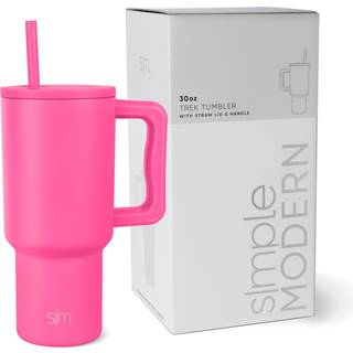 Simpel moderne 30 oz tumbler med h?ndtag og halm l?g | Isoleret kop genanvendelig rustfrit st?l vandflaske rejse krus cupholder venlig | Gaver ti