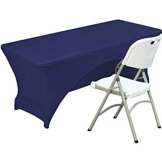 Fhberni Spandex Table Cover 8 ft. Monteret polyester dug Stretch Table Cover Tobber Topper Open Back - Navy