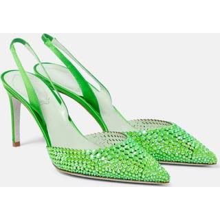 Rene Caovilla Embellished satin slingback pumps - green - EU 37.5
