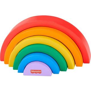 Fisher-Price Wood Toddler Toy Stacking Rainbow 6 Färgglada träbitar för att bygga utvecklingsspel barn i åldrarna 18 månader