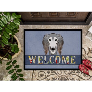 """" Caroline's Treasures BB1415JMat Saluki Velkommen indendørs eller udendørs mat 24 x 36 """" """" Multicolor """"