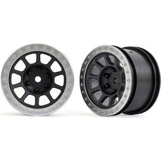 Traxxas - TRX2480 - Wheels, 2.2" (black, satin chrome beadlock) (2) (Bandit® rear)