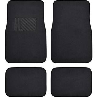 Premium 4pc s?t t?ppebilgulvm?tter med vinylsikkerhedsh?lpude til biltruck SUV Coupe sedan Black (MT-100-BK)