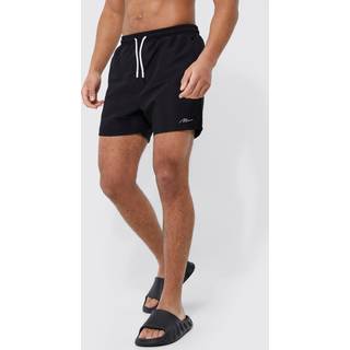 Mens Black Tall Man Signature Short Length Swim Shorts