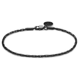 Essentials | 2 mm Gunmetal Sort Rektangulært Box Chain Armbånd