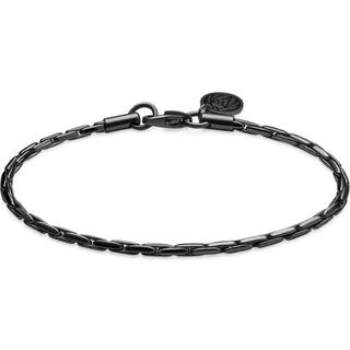 Essentials | 3 mm Gunmetal Sort Rektangulært Box Chain Armbånd
