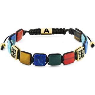 Elysian | Guldfarvet Flerfarvet Natursten Flad Perle Armbånd