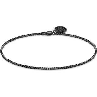 Essentials | 1 mm Gunmetal Sort Firkantet Box Chain Armbånd