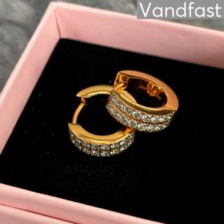 ANNEBRAUNER Creole Double Line L-Aquamarine Øreringe 18K Guldbelagt