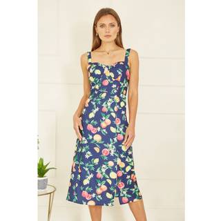 Yumi Fruit Tryk Strappy Sundress With Front SplitEU 38 (UK 10)