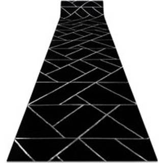 Fortovet EMERALD eksklusiv 7543 glamour, stilfuld geometrisk sort / sølv 120 cm 120x420 cm