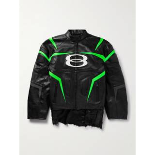Balenciaga - Racer Oversized Distressed Panelled Leather Jacket - Men - Black - 2