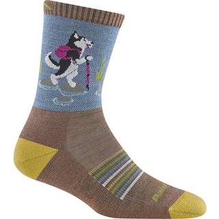Darn Tough Women's Critter Club Micro Crew Lightweight with Cushion Bark, Mid Gray - Smoke -Pastel Green, M (38-40.5)
