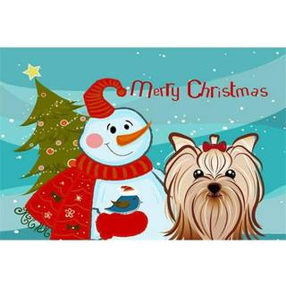 """" Caroline's Treasures BB1824PLMT Snowman med Yorkie Yorkshire Terrier Fabric Placemat Multicolor """"