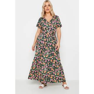 Yours Curve Marineblå Blomster Tryk Wrap MaxikjoleEU 54-56 (UK 26-28)
