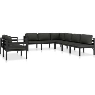 Loungesæt Til Haven 9 Dele Med Hynder Aluminium Antracitgrå - 4x hjørnedel 4x midterdel