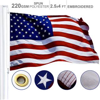 G128 American USA Flag | 2,5x4 ft | Stormflyer Series broderet 220 gsm spundet polyester | Land flag broderede stjerner syede striber indendørs/u