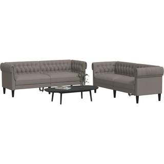 sofasæt 2 dele stof gråbrun