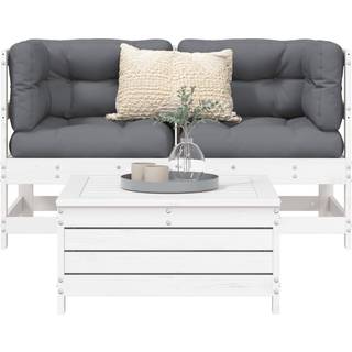 Sofasæt Til Haven 3 Dele Massivt Douglasgran - Fyrretræ hvid