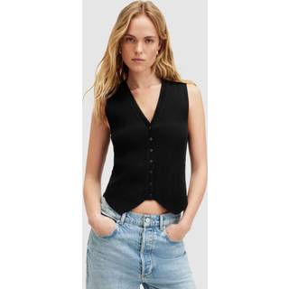 All Saints AllSaints Black Cruz White Ribbed Knitted Waistcoat