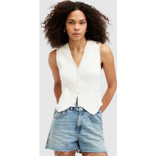 All Saints AllSaints White Cruz White Ribbed Knitted Waistcoat