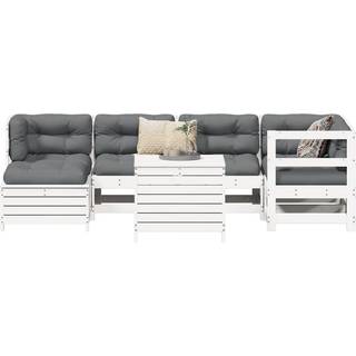 Sofasæt Til Haven 7 Dele Massivt - Fyrretræ hvid