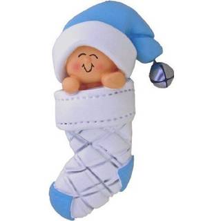 Baby's f?rste julebl? dreng i str?mpe Xmas Tree Ornament - gravering eller personalisering ikke inkluderet