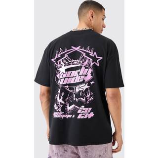 Mens Black Oversized Worldwide Astronaut Graphic T-shirt
