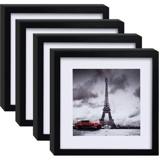 Egofine 11x11 Billedrammer 4 stk. Lavet af massivt tr? d?kket af plexiglas til billeder 4x4/8x8 med mat til bordplade og v?gmontering firkantet f