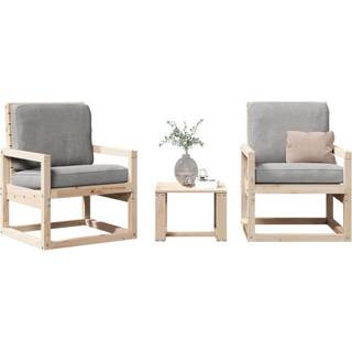 Loungesæt Til Haven 3 Dele Massivt Fyrretræ - Fyrretræ naturlig