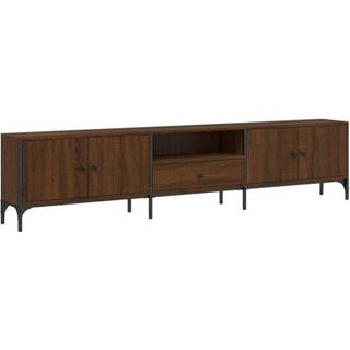 tv-bord med skuffe 200x25x44 cm konstrueret træ brunt egetræ