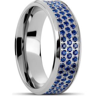 Hyperan | 8 mm Sølvfarvet Blå Zirconium Titanium Ring