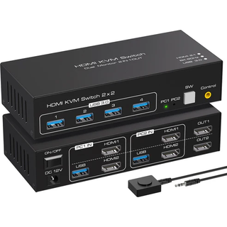 NÖRDIC KVM switch 2 til 2 HDMI til HDMI, 8K60Hz/4K120Hz, 4x USB-A