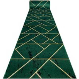 Tæppeløber EMERALD eksklusiv 1012 glamour, stilfuld marmor, geometrisk flaske grøn / guld 100 cm 100x290 cm