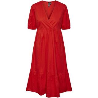 Pieces - Rød - Pcmanon 2/4 Midi Dress - Small