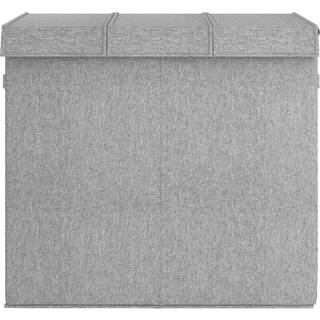 Foldbar Vasketøjskurv 26X34,5X59,5 Cm Kunstigt Linned Grå - 64.5 x 34.5 x 59 cm