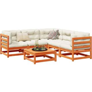 Sofasæt Til Haven 6 Dele Massivt Douglasgran - Gyldenbrun / Ja