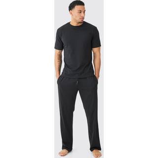 Mens Black T-shirt & Trouser Lounge Set