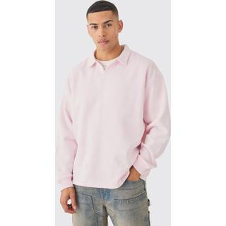 Mens Light Pink Oversized Revere Neck Rugby Polo