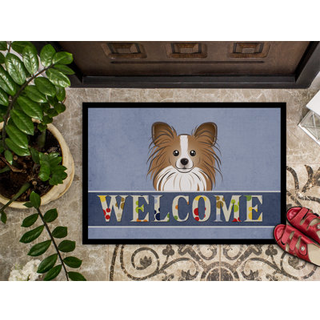 """" Caroline's Treasures BB1434JMAT Papillon Velkommen indendørs eller udendørs mat 24 x 36 """" ""Multicolor"" ""