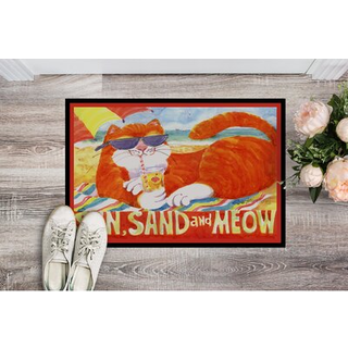 """" Carolines skatte orange tabby ved stranden indendørs eller udendørs dørmåne 24 """" ""x 36"" """" ""Multicolor"" ""