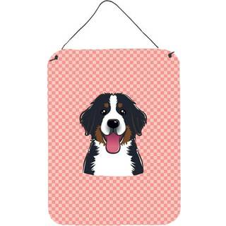 """" Caroline's Treasures Checkerboard Pink Bernese Mountain Dog Wall eller Door Hanging Prints 16 """" """" X 12 """" """" """"