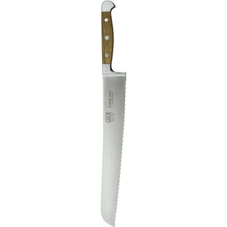 Güde Alpha Fasseiche Brotmesser 32 cm - CVM-Messerstahl - Griffschalen Weinfass-Eichenholz - Braun,Silber