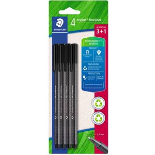 Staedtler Fineliner Triplus Sort, 4/Bk
