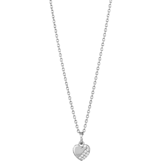 Siersbøl Sølv vedh. hjerte med cubic zirkonia. inkl. kæde